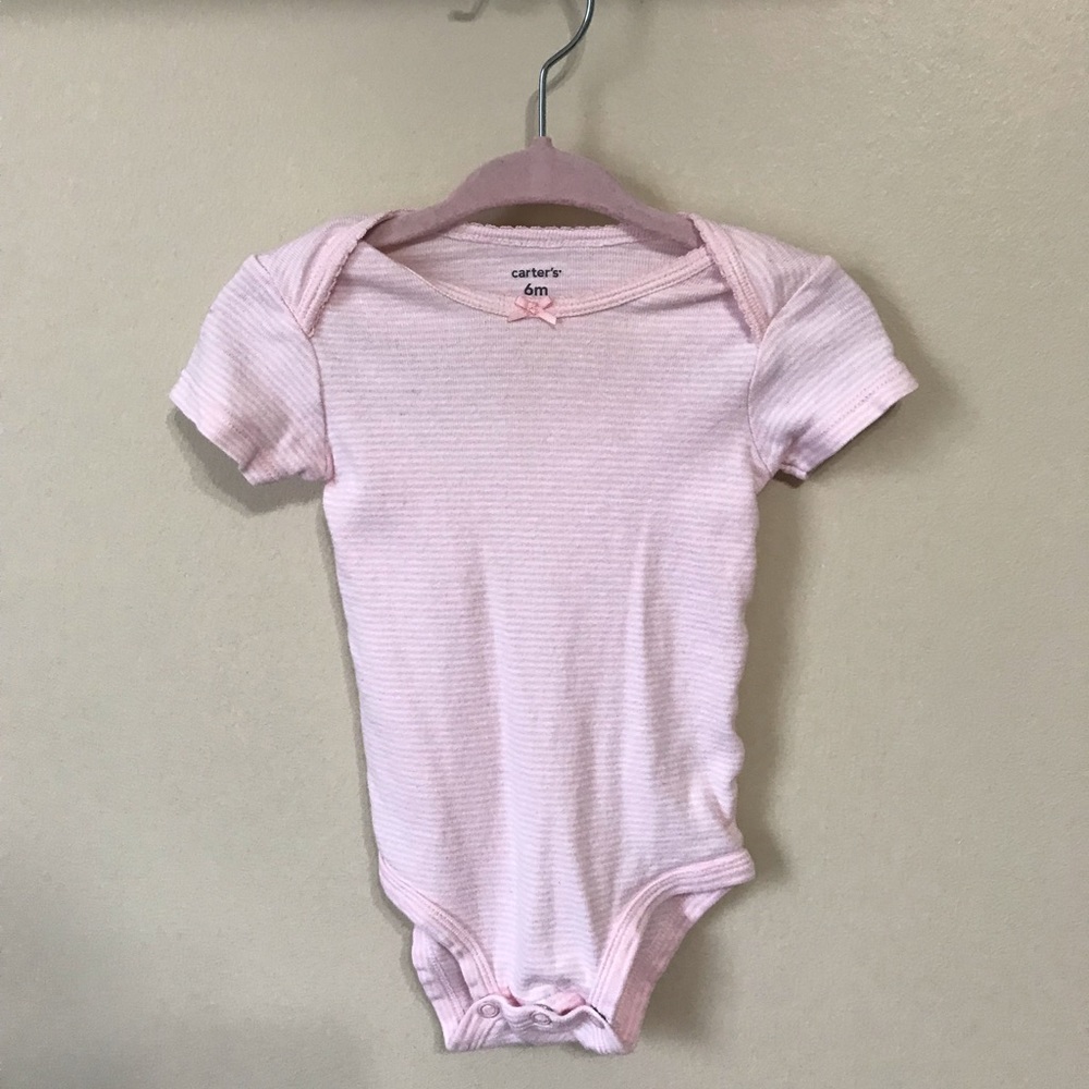Pink striped onesie. Size 6 months.